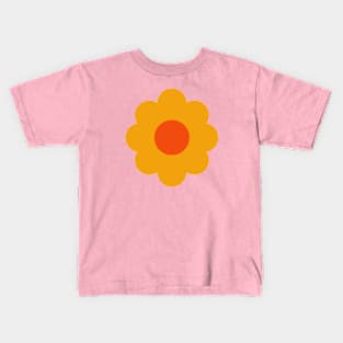 Groovy Yellow 60s Retro Vintage Sun Flower Pattern on pale pink Kids T-Shirt